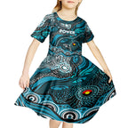 Custom NAIDOC Week 2024 Power Kid Short Sleeve Dress Aboriginal Animals Keep The Fire Burning
