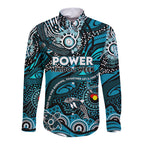 Custom NAIDOC Week 2024 Power Long Sleeve Button Shirt Aboriginal Animals Keep The Fire Burning