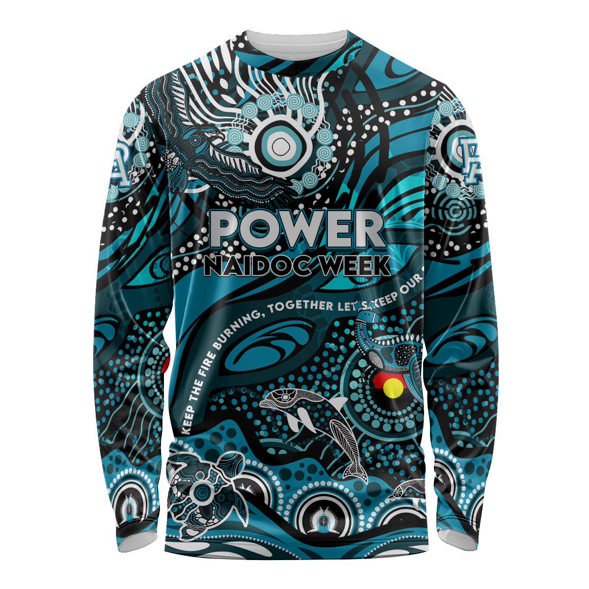 Custom NAIDOC Week 2024 Power Long Sleeve Shirt Aboriginal Animals Keep The Fire Burning