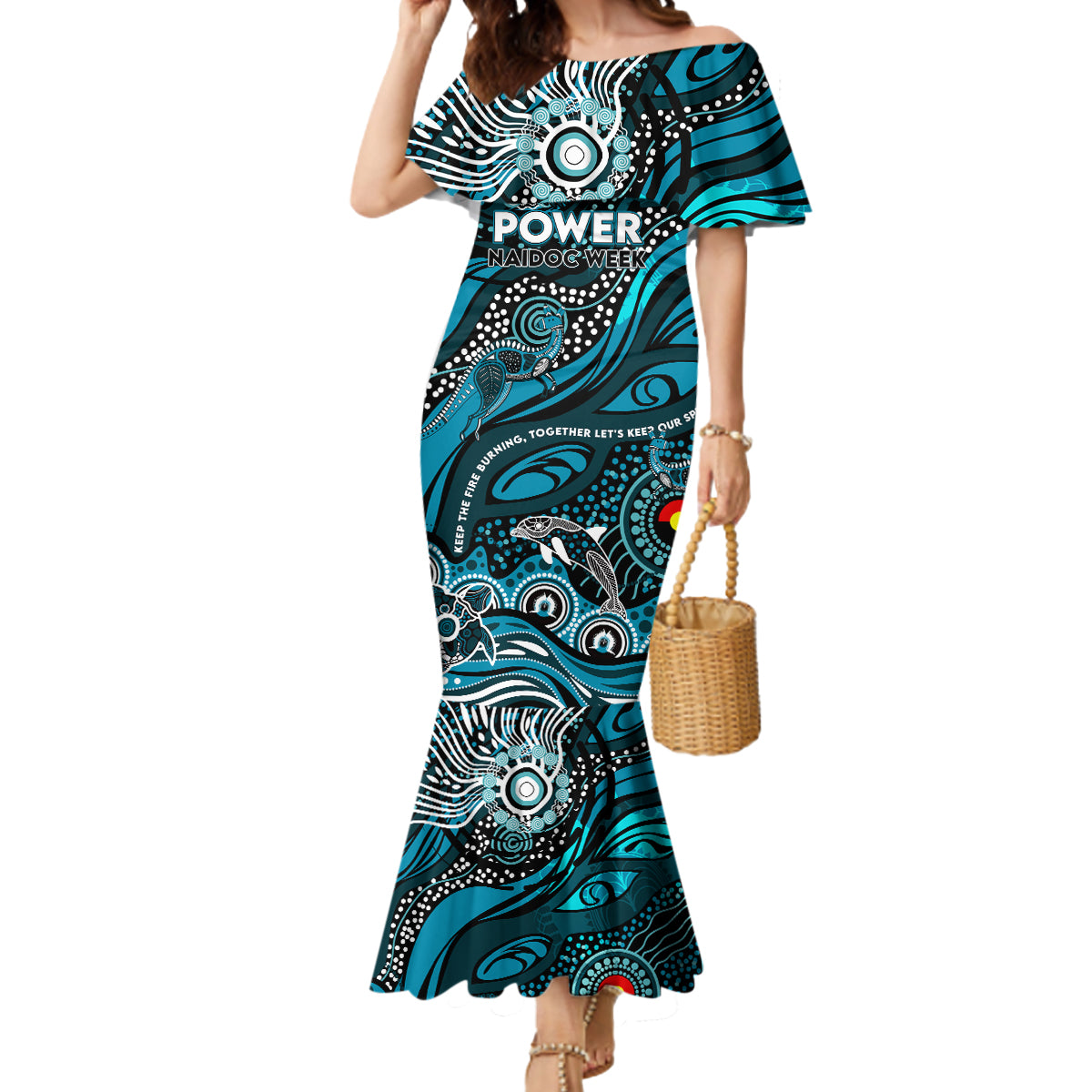 Custom NAIDOC Week 2024 Power Mermaid Dress Aboriginal Animals Keep The Fire Burning