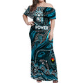 Custom NAIDOC Week 2024 Power Off Shoulder Maxi Dress Aboriginal Animals Keep The Fire Burning