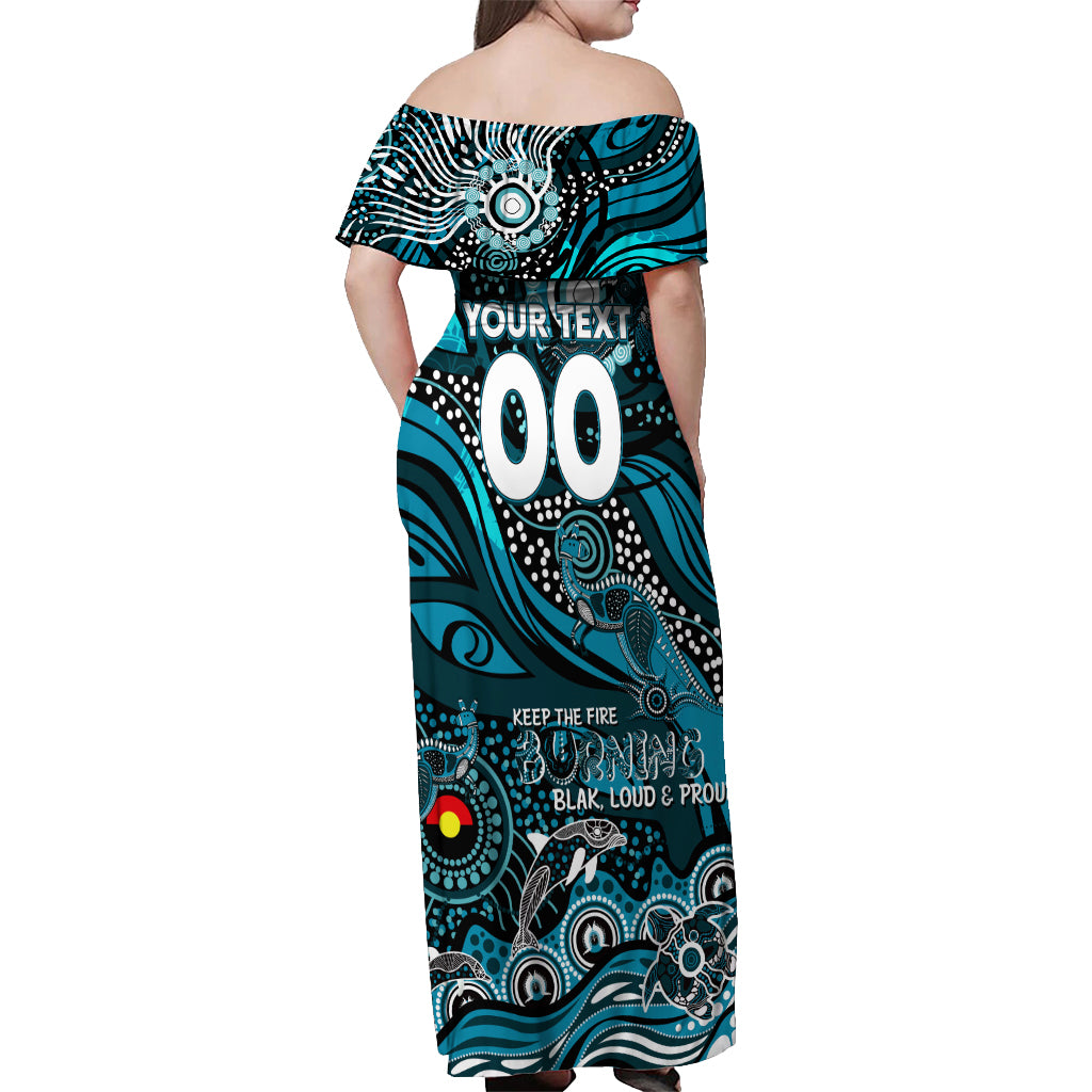 Custom NAIDOC Week 2024 Power Off Shoulder Maxi Dress Aboriginal Animals Keep The Fire Burning