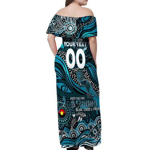 Custom NAIDOC Week 2024 Power Off Shoulder Maxi Dress Aboriginal Animals Keep The Fire Burning