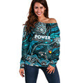 Custom NAIDOC Week 2024 Power Off Shoulder Sweater Aboriginal Animals Keep The Fire Burning