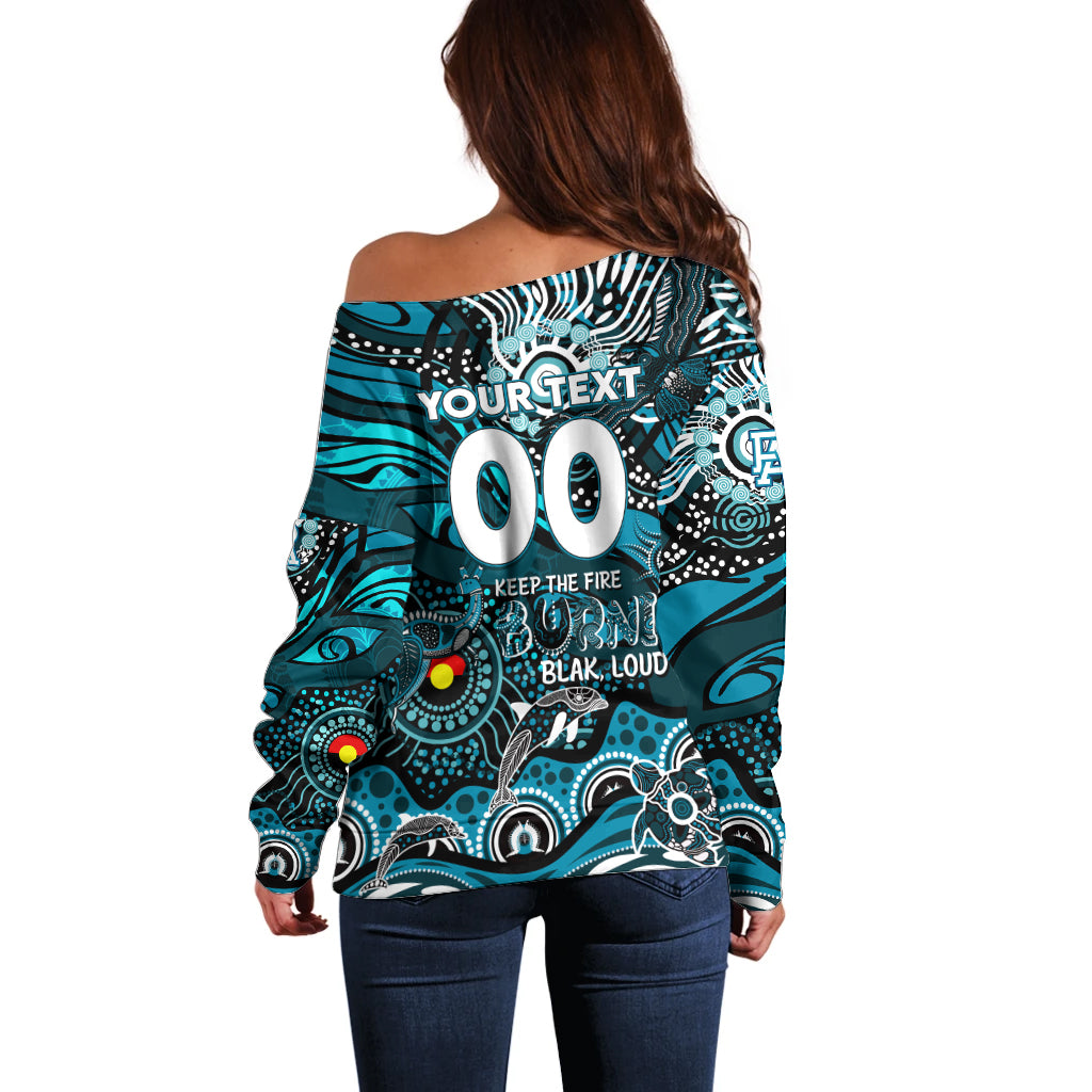 Custom NAIDOC Week 2024 Power Off Shoulder Sweater Aboriginal Animals Keep The Fire Burning
