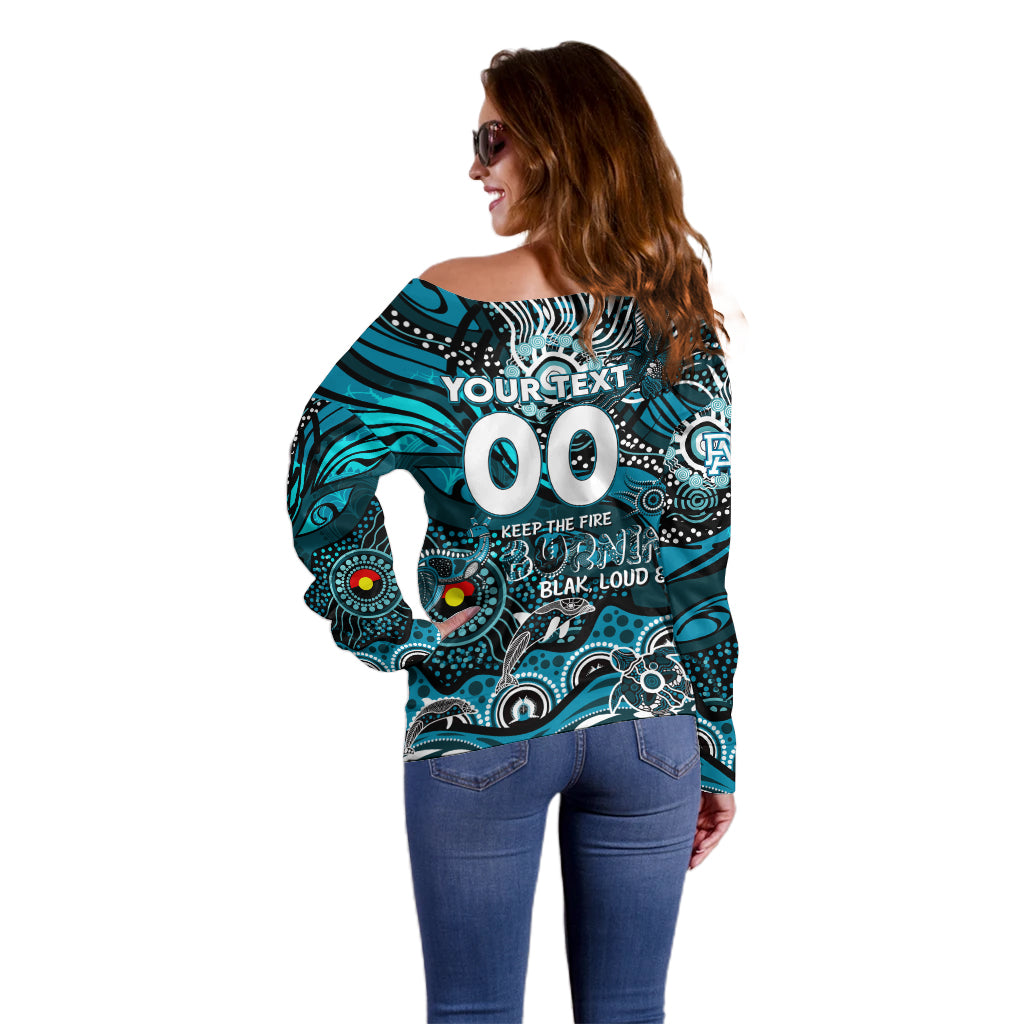 Custom NAIDOC Week 2024 Power Off Shoulder Sweater Aboriginal Animals Keep The Fire Burning