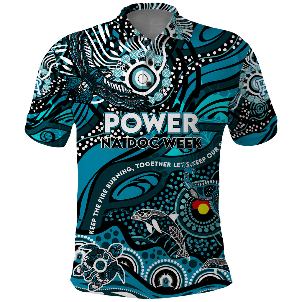 Custom NAIDOC Week 2024 Power Polo Shirt Aboriginal Animals Keep The Fire Burning