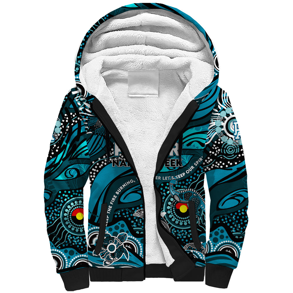 Custom NAIDOC Week 2024 Power Sherpa Hoodie Aboriginal Animals Keep The Fire Burning