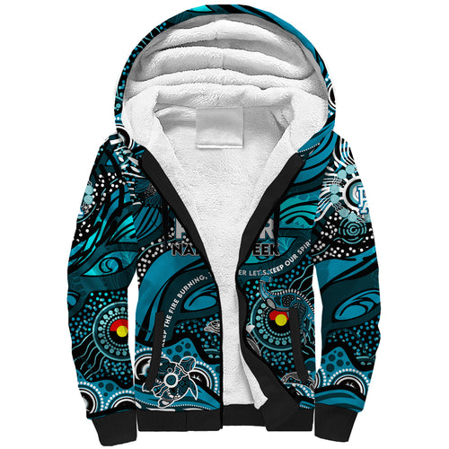 Custom NAIDOC Week 2024 Power Sherpa Hoodie Aboriginal Animals Keep The Fire Burning