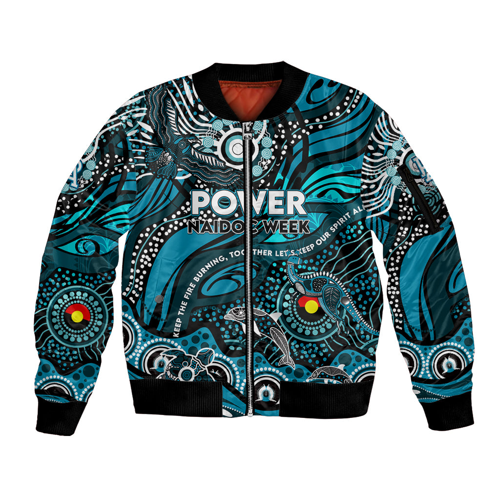 Custom NAIDOC Week 2024 Power Sleeve Zip Bomber Jacket Aboriginal Animals Keep The Fire Burning