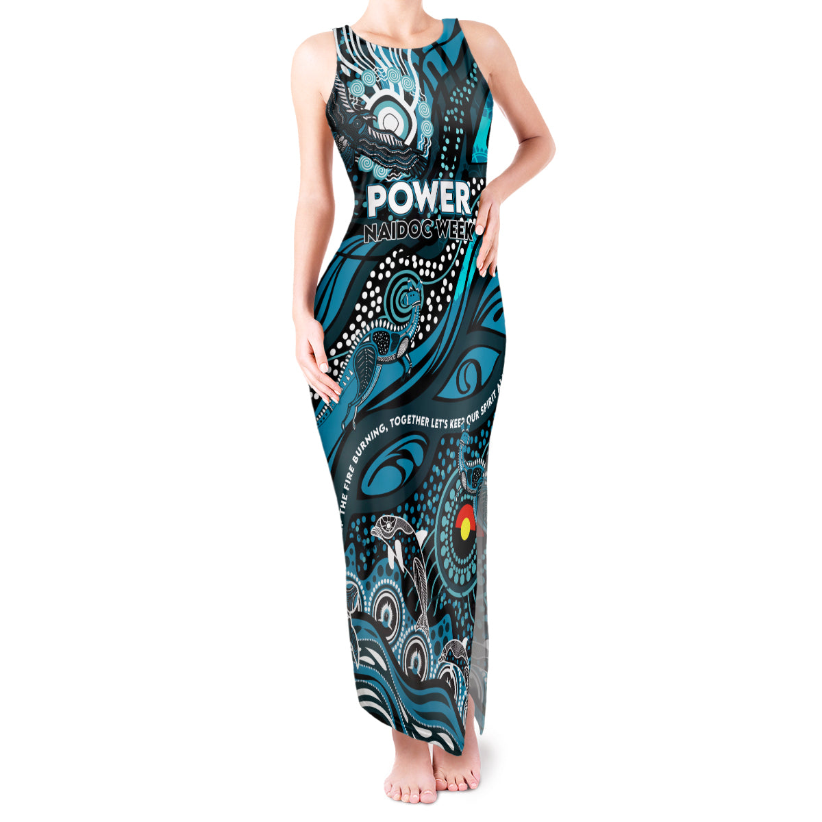 Custom NAIDOC Week 2024 Power Tank Maxi Dress Aboriginal Animals Keep The Fire Burning