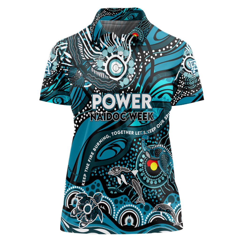 Custom NAIDOC Week 2024 Power Women Polo Shirt Aboriginal Animals Keep The Fire Burning