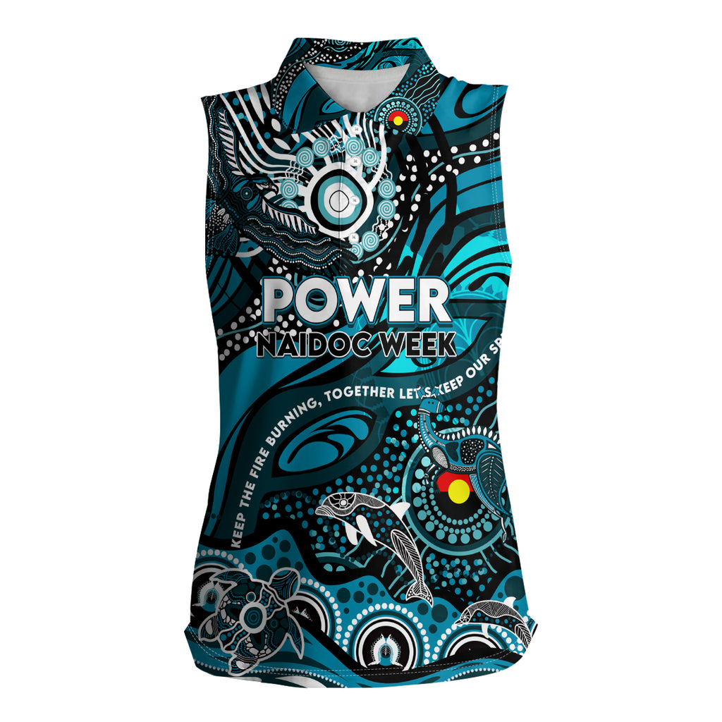 Custom NAIDOC Week 2024 Power Women Sleeveless Polo Shirt Aboriginal Animals Keep The Fire Burning