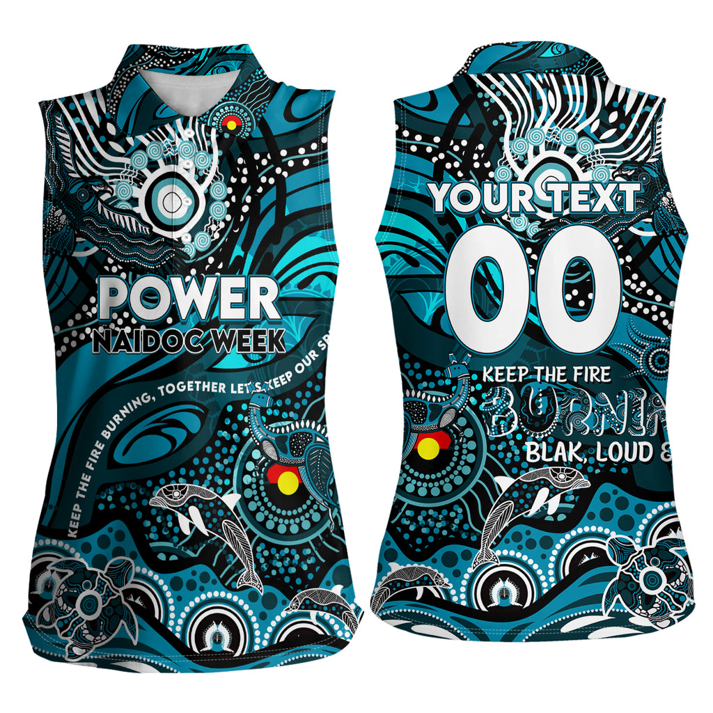 Custom NAIDOC Week 2024 Power Women Sleeveless Polo Shirt Aboriginal Animals Keep The Fire Burning