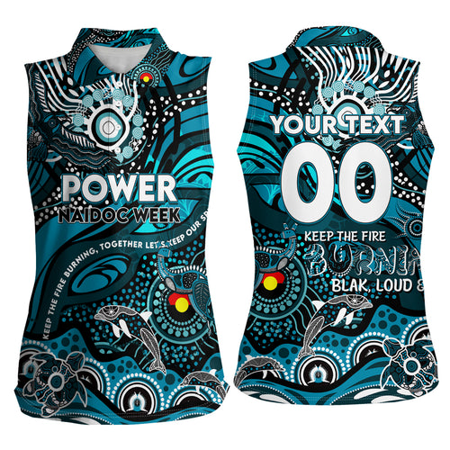 Custom NAIDOC Week 2024 Power Women Sleeveless Polo Shirt Aboriginal Animals Keep The Fire Burning