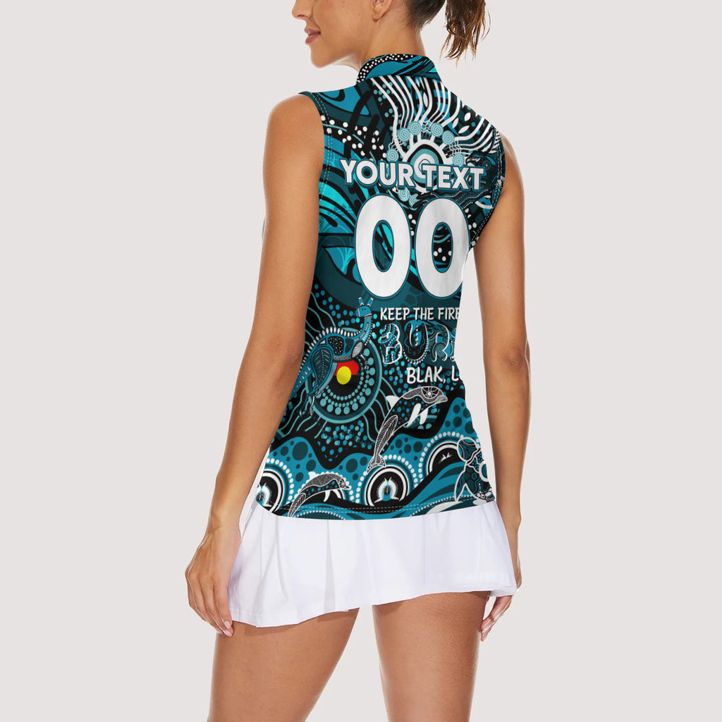 Custom NAIDOC Week 2024 Power Women Sleeveless Polo Shirt Aboriginal Animals Keep The Fire Burning