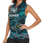 Custom NAIDOC Week 2024 Power Women Sleeveless Polo Shirt Aboriginal Animals Keep The Fire Burning