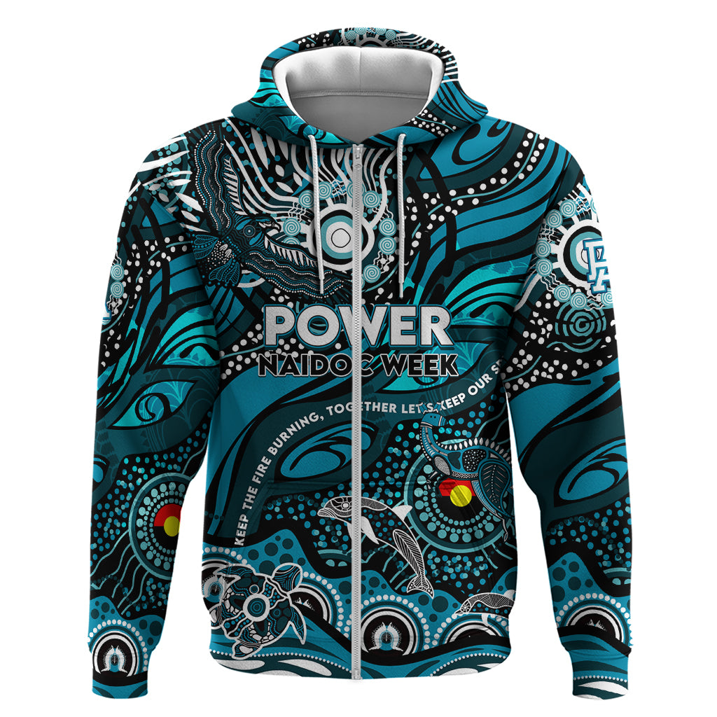 Custom NAIDOC Week 2024 Power Zip Hoodie Aboriginal Animals Keep The Fire Burning