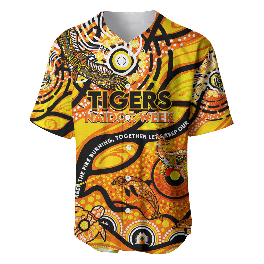 Custom NAIDOC Week 2024 Tiger Baseball Jersey Aboriginal Animals Keep The Fire Burning