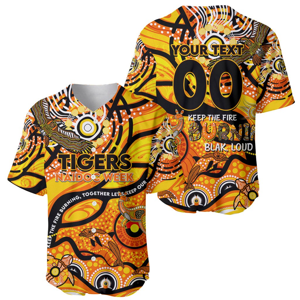 Custom NAIDOC Week 2024 Tiger Baseball Jersey Aboriginal Animals Keep The Fire Burning