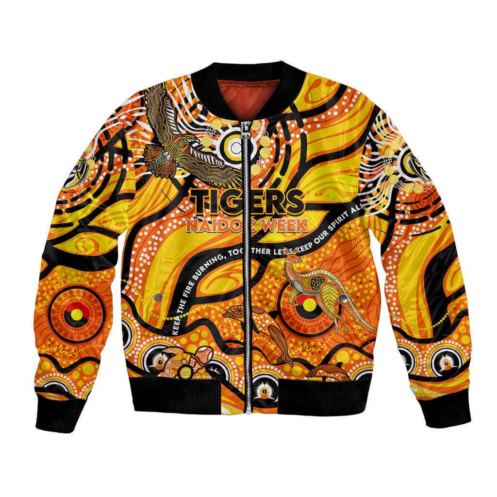 Custom NAIDOC Week 2024 Tiger Bomber Jacket Aboriginal Animals Keep The Fire Burning