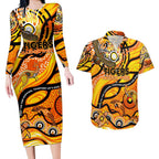 Custom NAIDOC Week 2024 Tiger Couples Matching Long Sleeve Bodycon Dress and Hawaiian Shirt Aboriginal Animals Keep The Fire Burning
