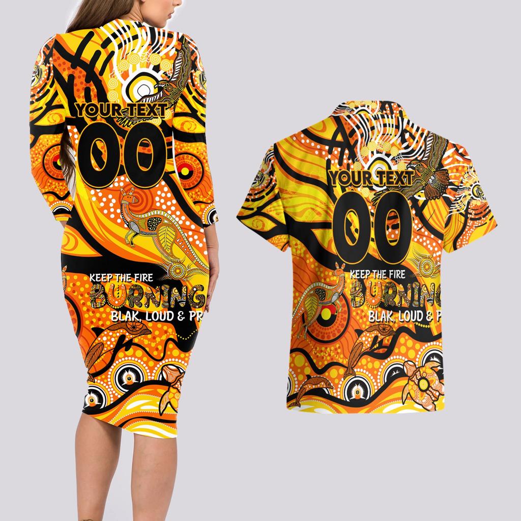 Custom NAIDOC Week 2024 Tiger Couples Matching Long Sleeve Bodycon Dress and Hawaiian Shirt Aboriginal Animals Keep The Fire Burning
