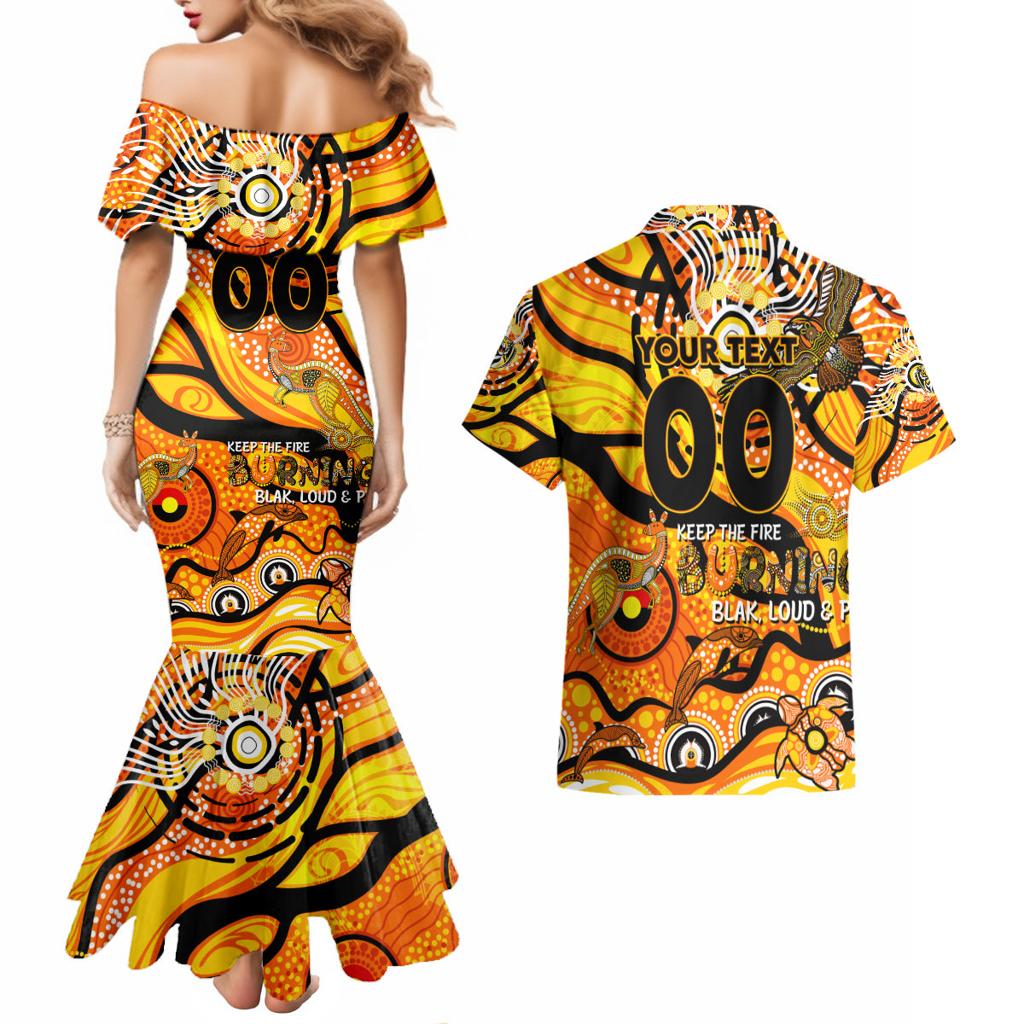 Custom NAIDOC Week 2024 Tiger Couples Matching Mermaid Dress and Hawaiian Shirt Aboriginal Animals Keep The Fire Burning
