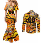 Custom NAIDOC Week 2024 Tiger Couples Matching Mermaid Dress and Long Sleeve Button Shirt Aboriginal Animals Keep The Fire Burning
