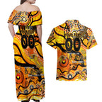 Custom NAIDOC Week 2024 Tiger Couples Matching Off Shoulder Maxi Dress and Hawaiian Shirt Aboriginal Animals Keep The Fire Burning