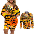 Custom NAIDOC Week 2024 Tiger Couples Matching Off Shoulder Short Dress and Long Sleeve Button Shirt Aboriginal Animals Keep The Fire Burning