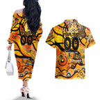 Custom NAIDOC Week 2024 Tiger Couples Matching Off The Shoulder Long Sleeve Dress and Hawaiian Shirt Aboriginal Animals Keep The Fire Burning