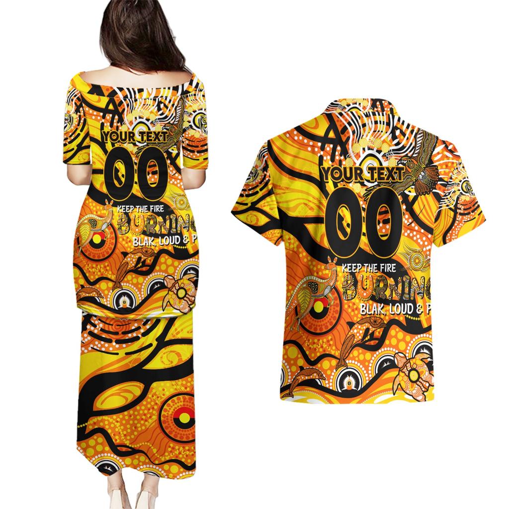 Custom NAIDOC Week 2024 Tiger Couples Matching Puletasi and Hawaiian Shirt Aboriginal Animals Keep The Fire Burning