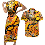 Custom NAIDOC Week 2024 Tiger Couples Matching Short Sleeve Bodycon Dress and Hawaiian Shirt Aboriginal Animals Keep The Fire Burning