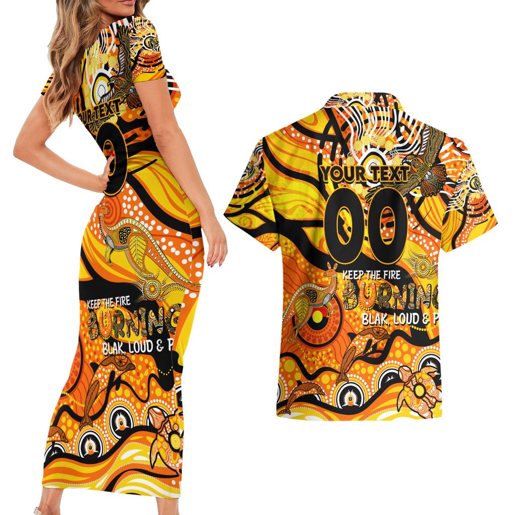 Custom NAIDOC Week 2024 Tiger Couples Matching Short Sleeve Bodycon Dress and Hawaiian Shirt Aboriginal Animals Keep The Fire Burning