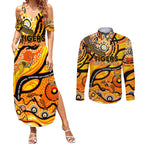 Custom NAIDOC Week 2024 Tiger Couples Matching Summer Maxi Dress and Long Sleeve Button Shirt Aboriginal Animals Keep The Fire Burning