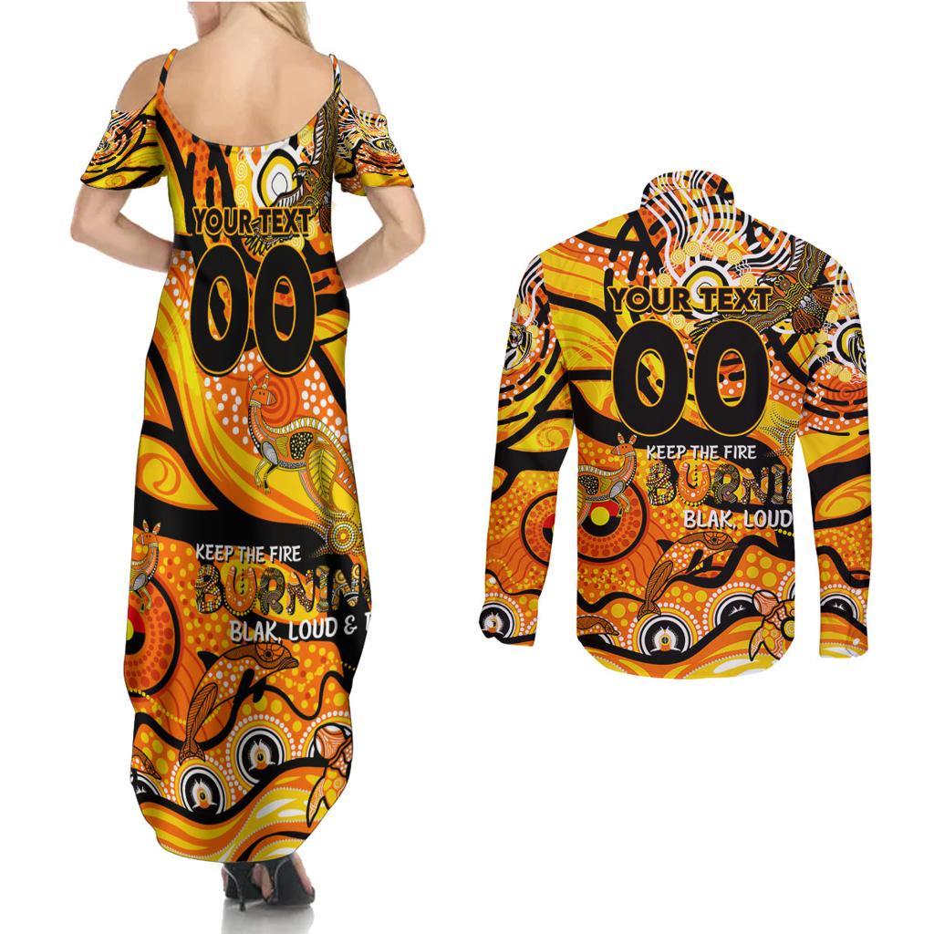 Custom NAIDOC Week 2024 Tiger Couples Matching Summer Maxi Dress and Long Sleeve Button Shirt Aboriginal Animals Keep The Fire Burning