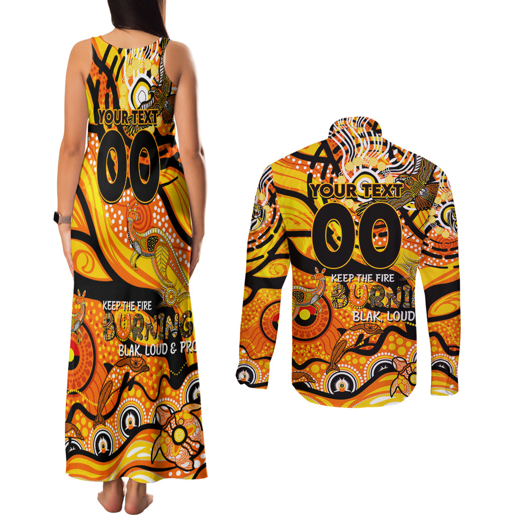 Custom NAIDOC Week 2024 Tiger Couples Matching Tank Maxi Dress and Long Sleeve Button Shirt Aboriginal Animals Keep The Fire Burning