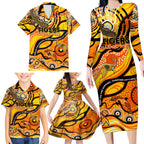 Custom NAIDOC Week 2024 Tiger Family Matching Long Sleeve Bodycon Dress and Hawaiian Shirt Aboriginal Animals Keep The Fire Burning