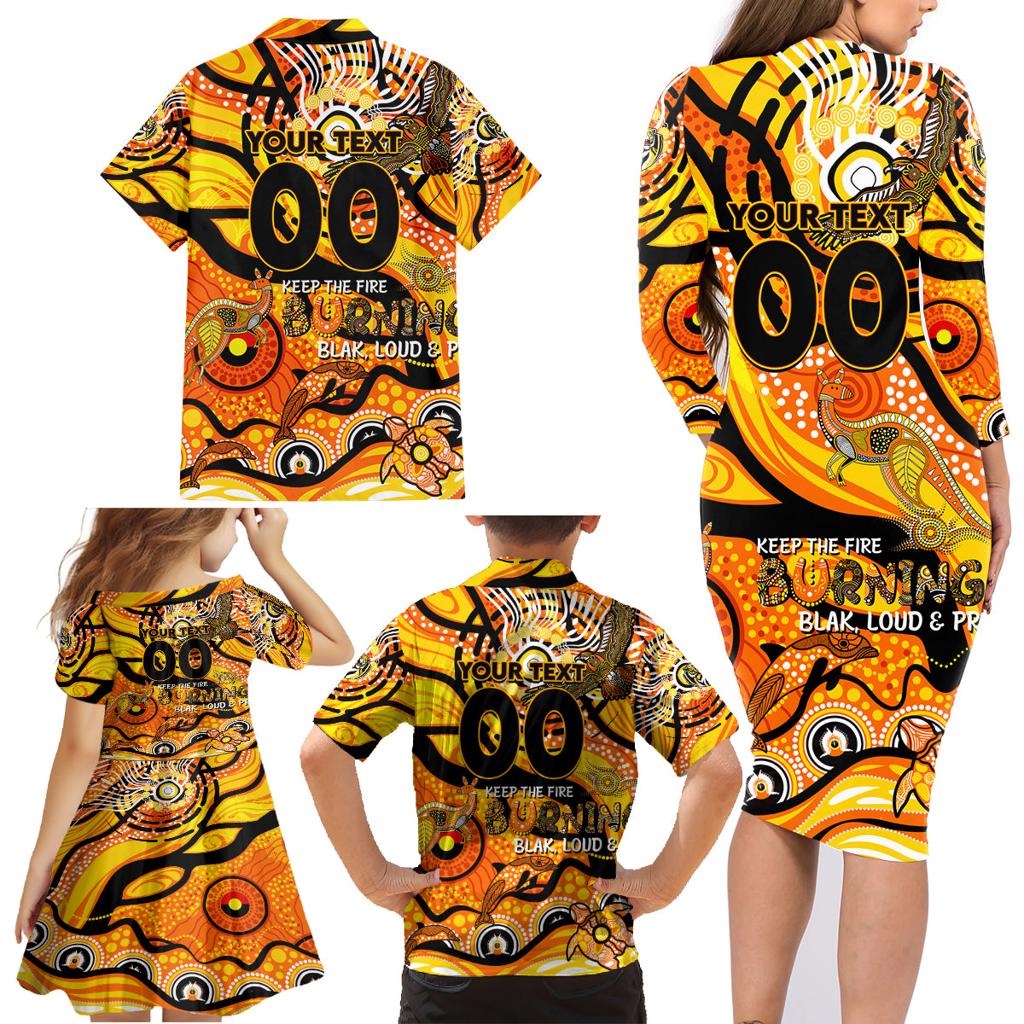 Custom NAIDOC Week 2024 Tiger Family Matching Long Sleeve Bodycon Dress and Hawaiian Shirt Aboriginal Animals Keep The Fire Burning