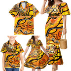 Custom NAIDOC Week 2024 Tiger Family Matching Mermaid Dress and Hawaiian Shirt Aboriginal Animals Keep The Fire Burning