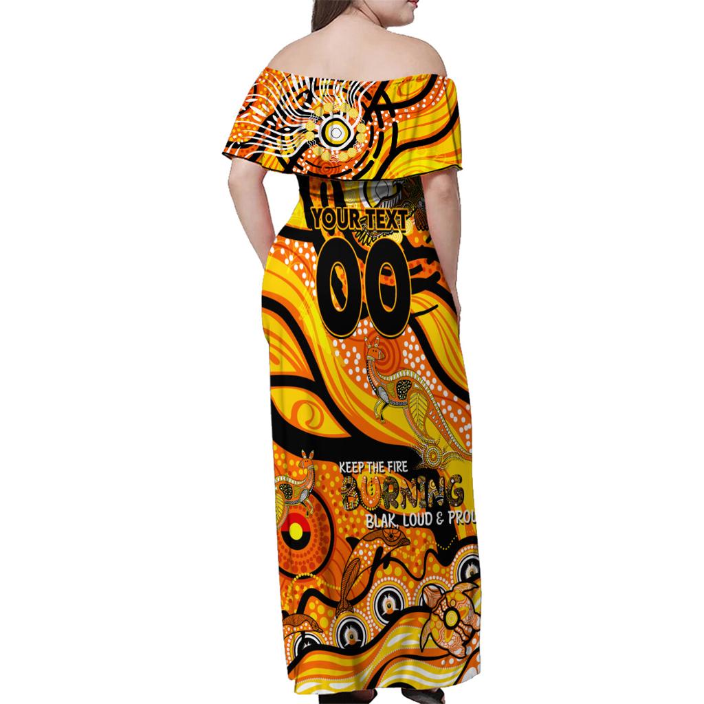 Custom NAIDOC Week 2024 Tiger Family Matching Off Shoulder Maxi Dress and Hawaiian Shirt Aboriginal Animals Keep The Fire Burning