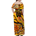 Custom NAIDOC Week 2024 Tiger Family Matching Off Shoulder Maxi Dress and Hawaiian Shirt Aboriginal Animals Keep The Fire Burning