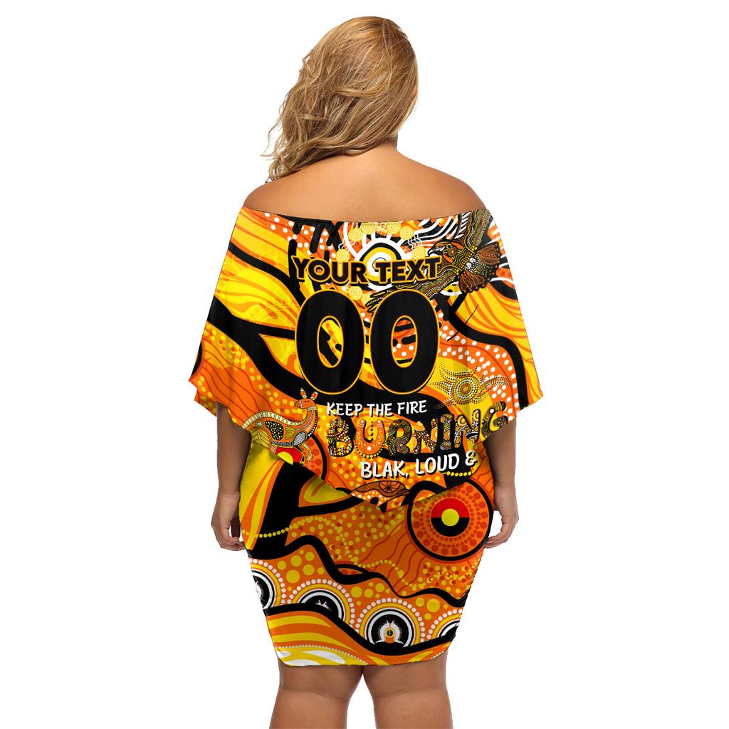 Custom NAIDOC Week 2024 Tiger Family Matching Off Shoulder Short Dress and Hawaiian Shirt Aboriginal Animals Keep The Fire Burning