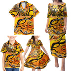 Custom NAIDOC Week 2024 Tiger Family Matching Puletasi and Hawaiian Shirt Aboriginal Animals Keep The Fire Burning