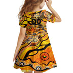 Custom NAIDOC Week 2024 Tiger Family Matching Short Sleeve Bodycon Dress and Hawaiian Shirt Aboriginal Animals Keep The Fire Burning