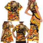 Custom NAIDOC Week 2024 Tiger Family Matching Short Sleeve Bodycon Dress and Hawaiian Shirt Aboriginal Animals Keep The Fire Burning