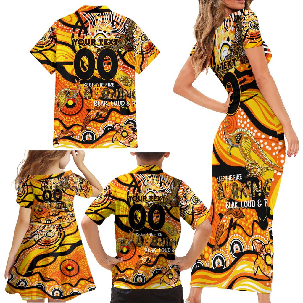 Custom NAIDOC Week 2024 Tiger Family Matching Short Sleeve Bodycon Dress and Hawaiian Shirt Aboriginal Animals Keep The Fire Burning
