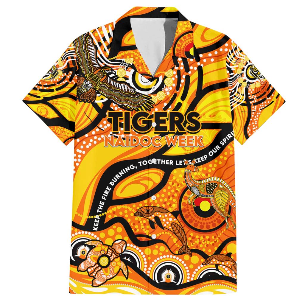 Custom NAIDOC Week 2024 Tiger Family Matching Short Sleeve Bodycon Dress and Hawaiian Shirt Aboriginal Animals Keep The Fire Burning