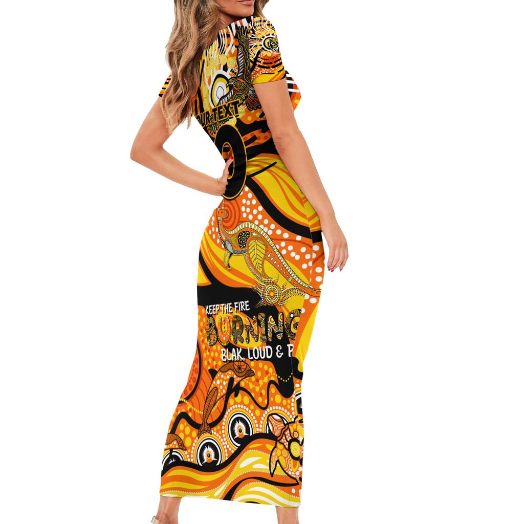 Custom NAIDOC Week 2024 Tiger Family Matching Short Sleeve Bodycon Dress and Hawaiian Shirt Aboriginal Animals Keep The Fire Burning